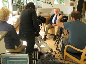 Filming an interview